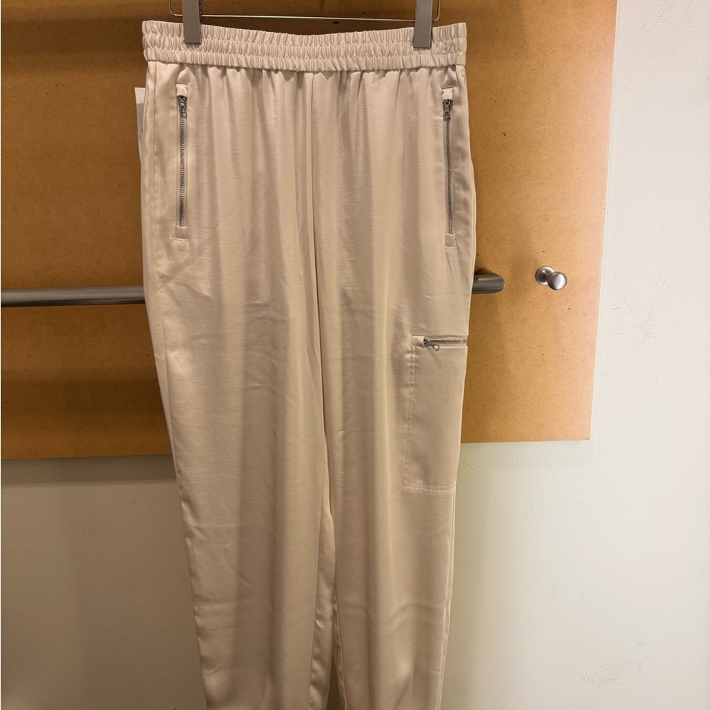 NEW Lacoste Cream Wide Leg Pants with Relaxed Fit